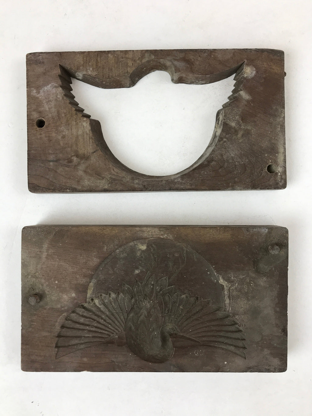 Japanese Wooden Carved Kashigata Cake Mold Vtg Sweet Wagashi Tsuru Crane Kg490