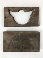 Japanese Wooden Carved Kashigata Cake Mold Vtg Sweet Wagashi Tsuru Crane Kg490
