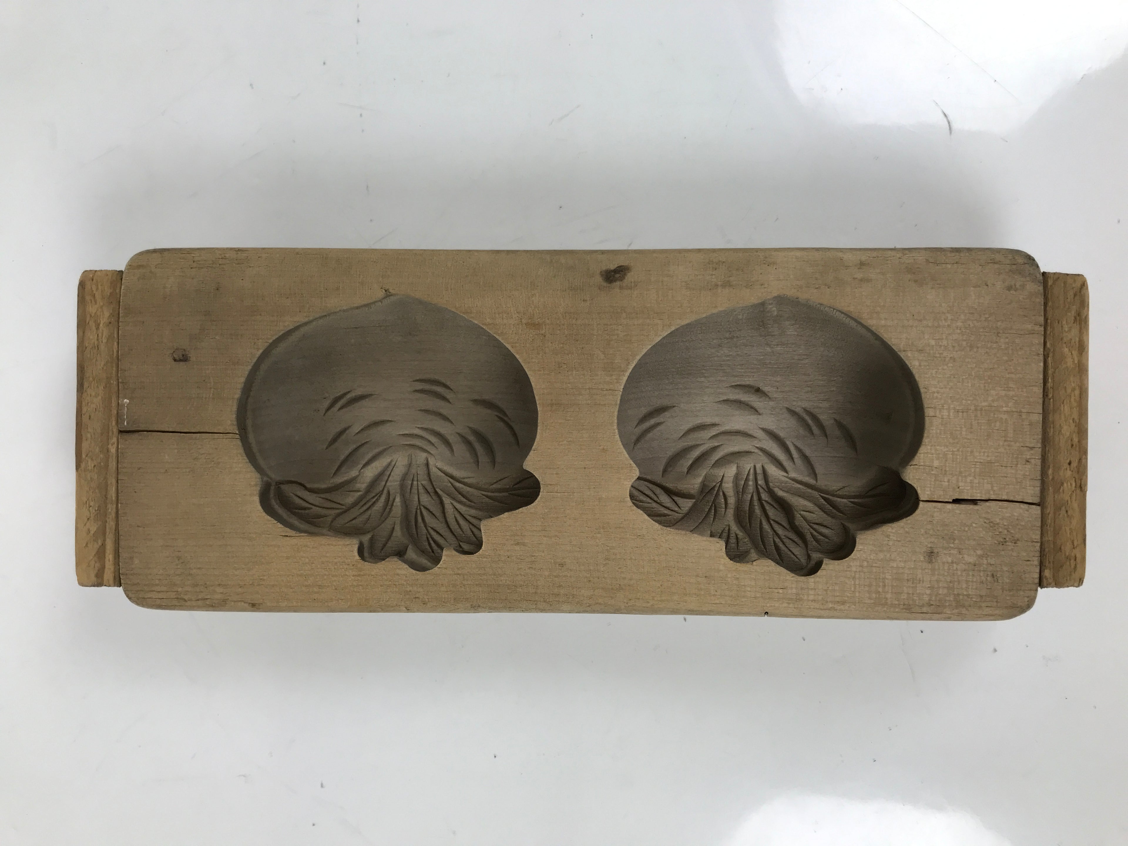Japanese Wooden Carved Kashigata Cake Mold Vtg Sweet Wagashi Turnip Kabura Kg631