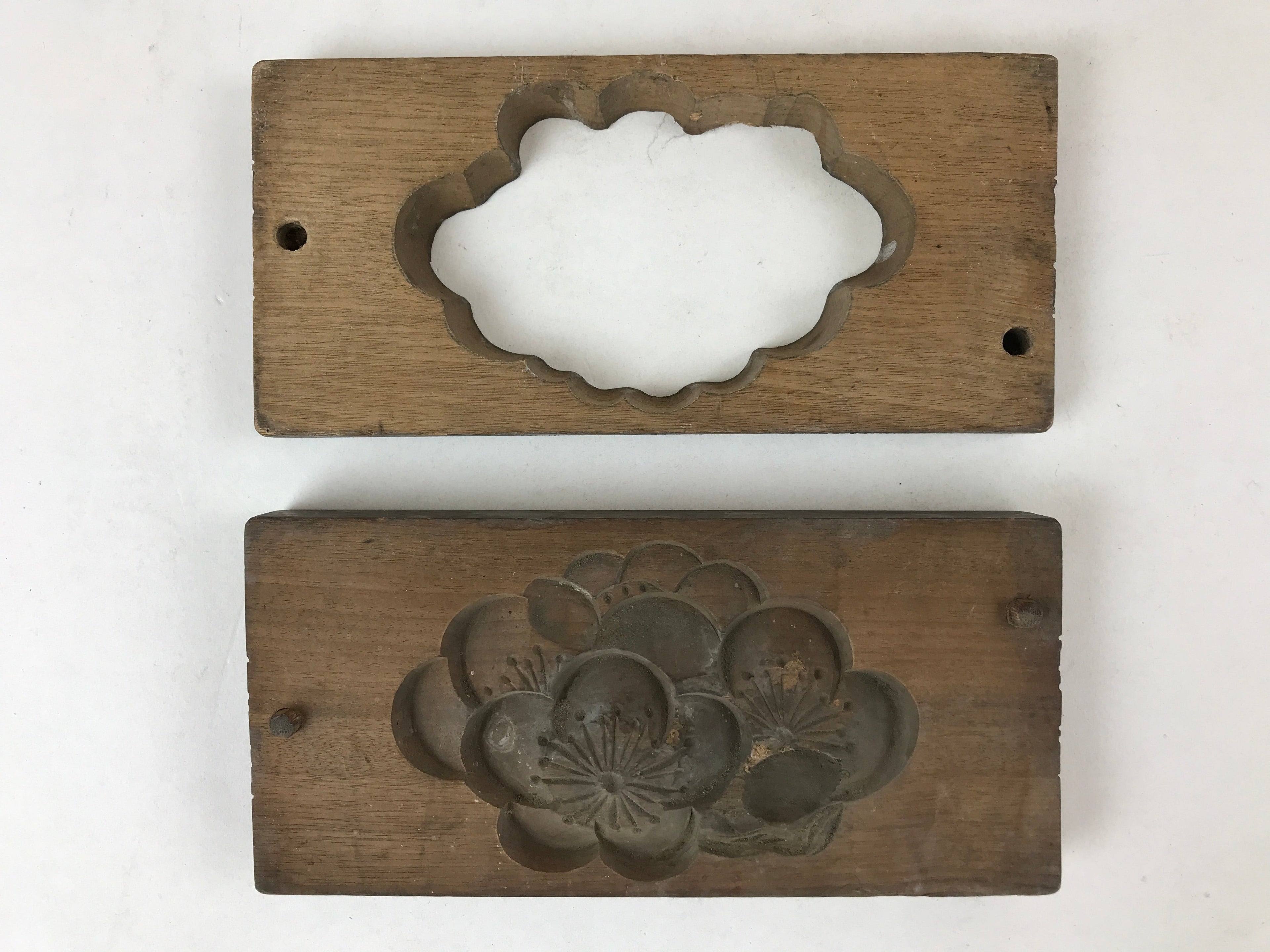 Japanese Wooden Carved Kashigata Cake Mold Vtg Sweet Wagashi Ume Plum Kg487