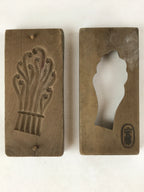 Japanese Wooden Carved Kashigata Cake Mold Vtg Sweet Wagashi Warabi Ferns Kg521