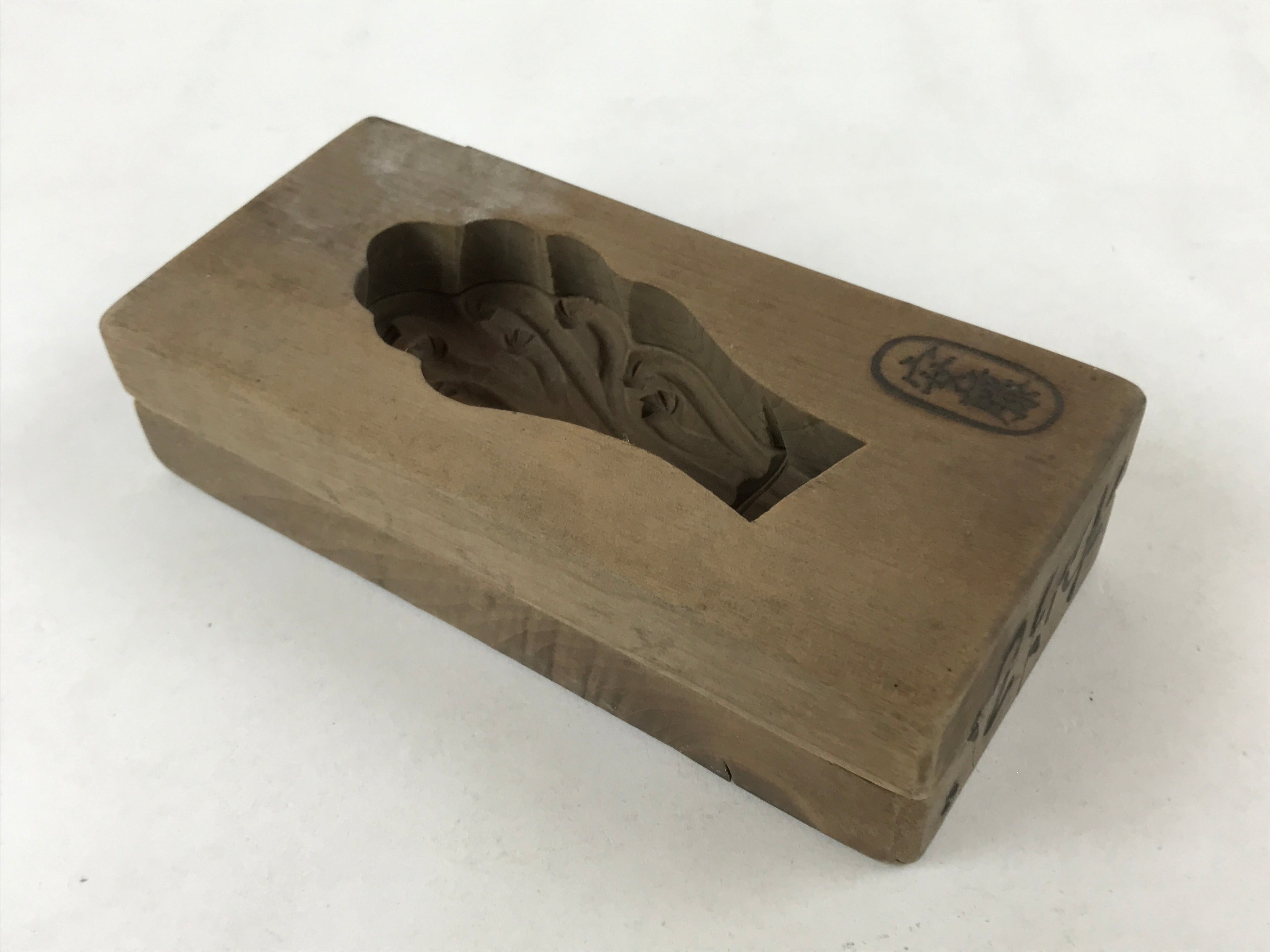Japanese Wooden Carved Kashigata Cake Mold Vtg Sweet Wagashi Warabi Ferns Kg521