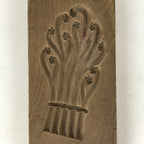 Japanese Wooden Carved Kashigata Cake Mold Vtg Sweet Wagashi Warabi Ferns Kg521