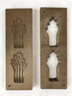 Japanese Wooden Carved Kashigata Cake Mold Vtg Sweet Wagashi Warabi Ferns Kg529