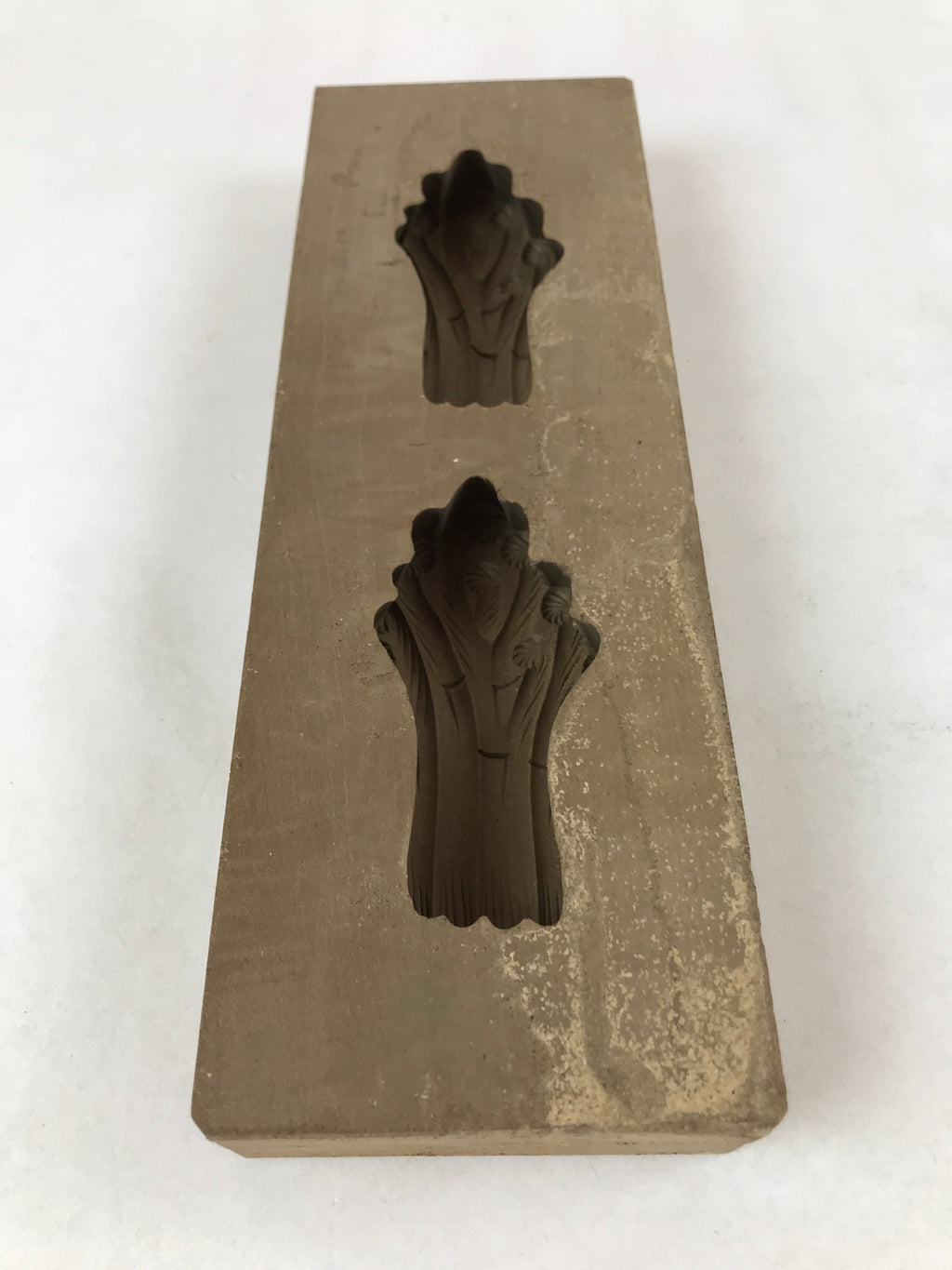 Japanese Wooden Carved Kashigata Cake Mold Vtg Sweet Wagashi Warabi Ferns Kg529