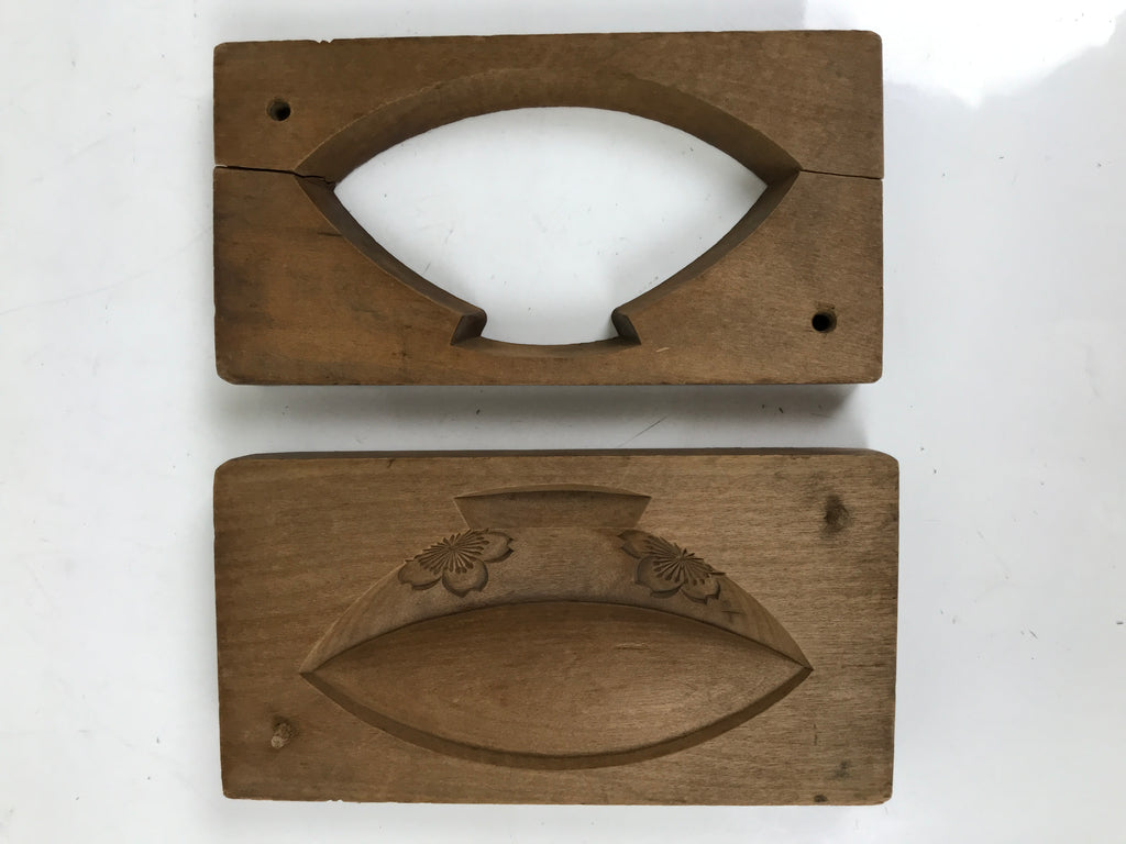 Japanese Wooden Carved Kashigata Cake Mold Vtg Wagashi Cherry Blossom Bowl Kg647