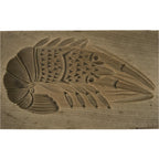 Japanese Wooden Carved Kashigata Cake Mold Vtg Wagashi Ebi Shrimp Prawn Kg648