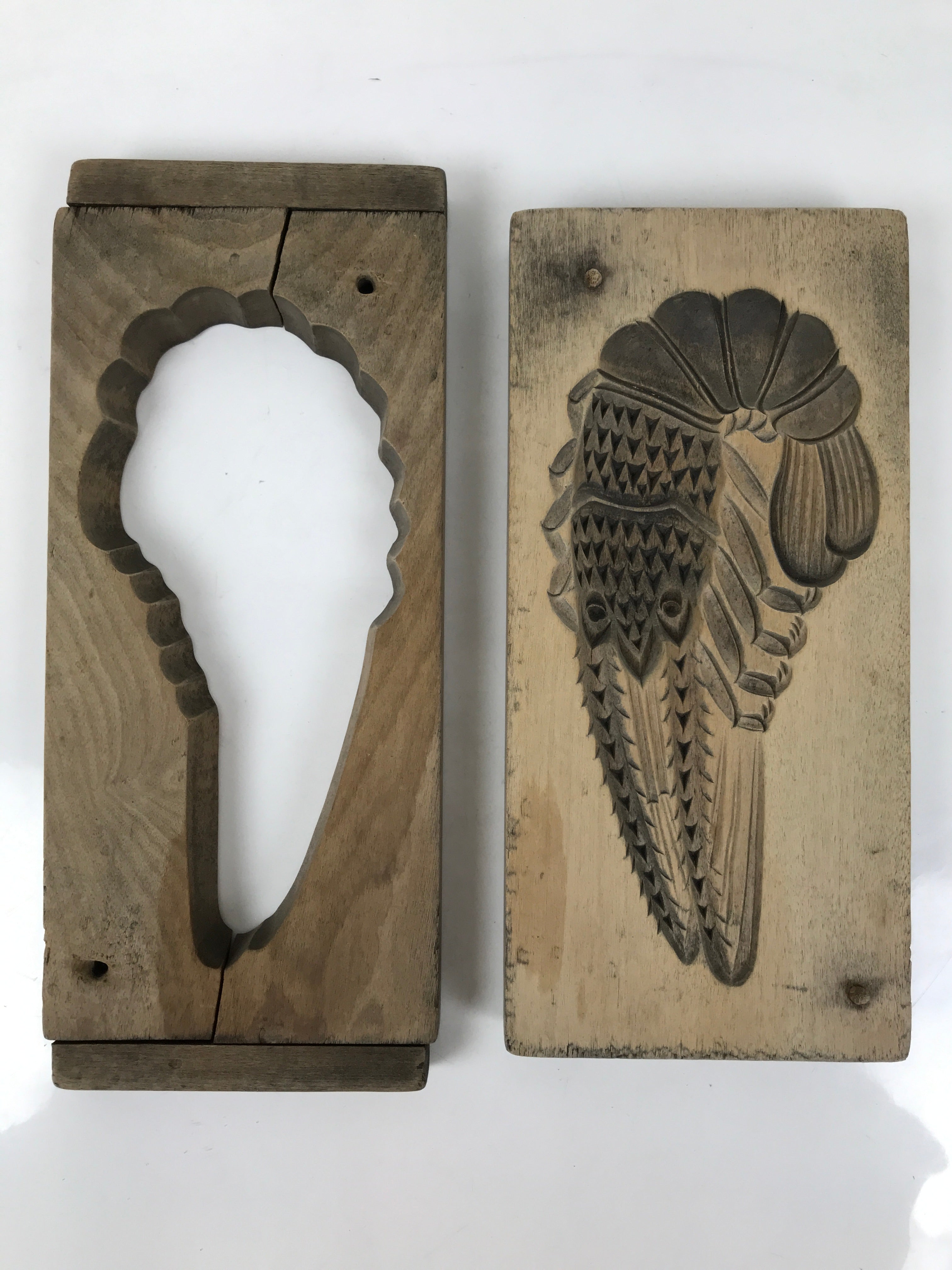 Japanese Wooden Carved Kashigata Cake Mold Vtg Wagashi Ebi Shrimp Prawn Kg707