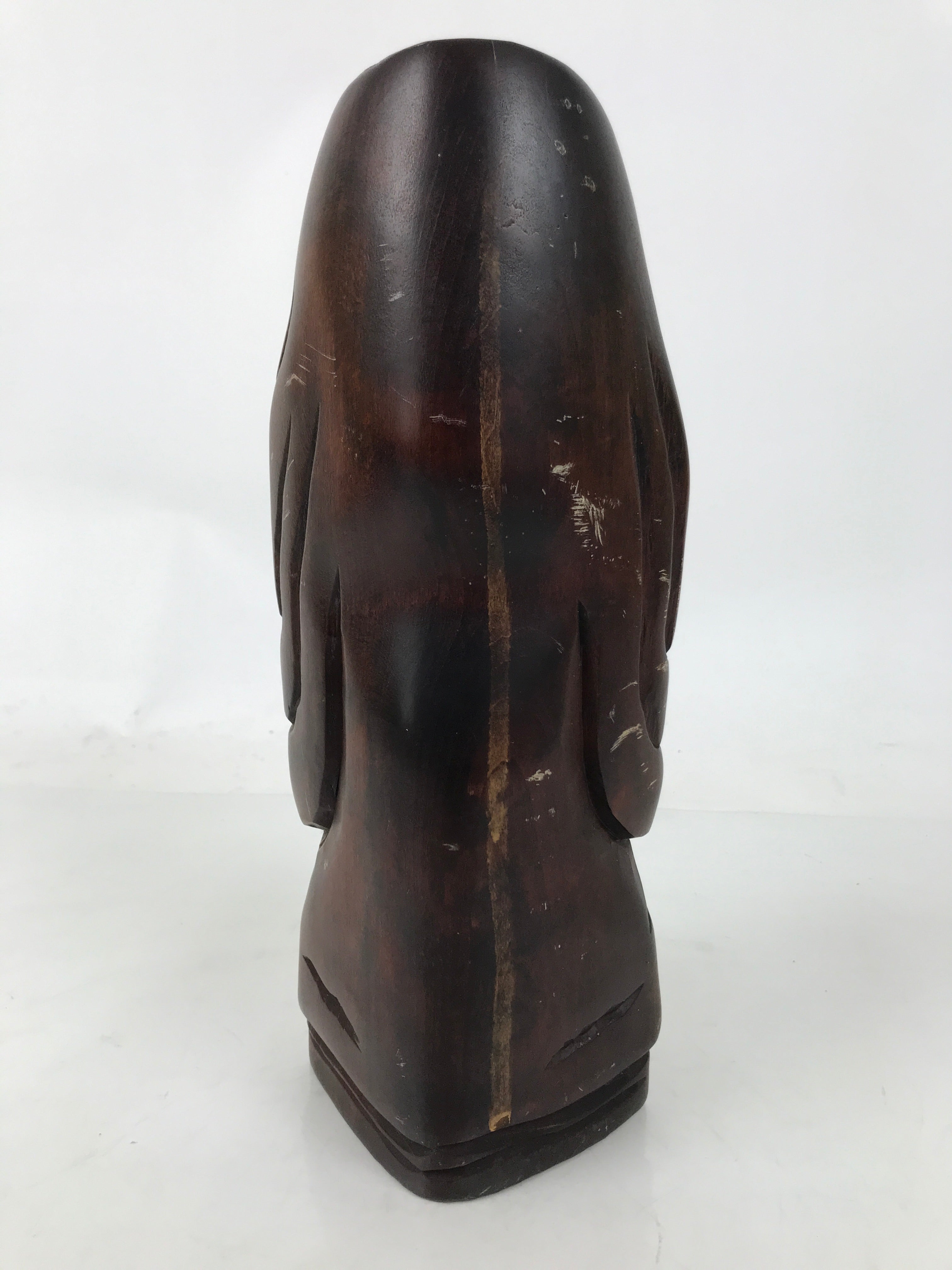 Japanese Wooden Carved Statue Vtg Daruma Bodhidharma Buddhist Brown ST66