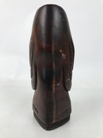 Japanese Wooden Carved Statue Vtg Daruma Bodhidharma Buddhist Brown ST66