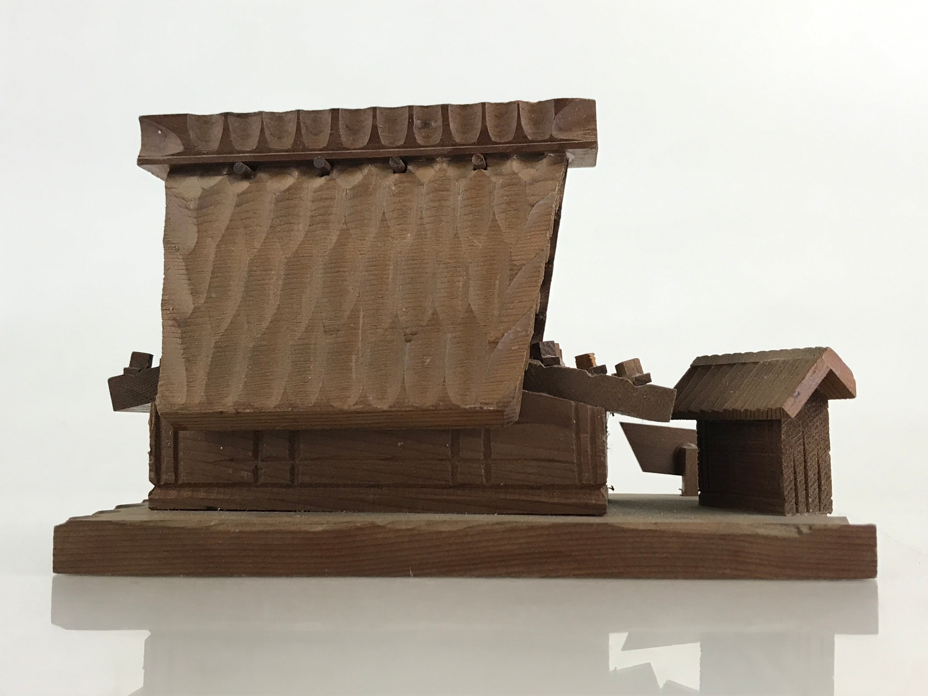 Japanese Wooden Case Vtg Hida Takayana High Roof House Traditional Folk Craft B