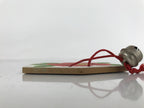 Japanese Wooden Charm Plaque Ema Vtg Camellia Flower Kamakura Bell Color EM86
