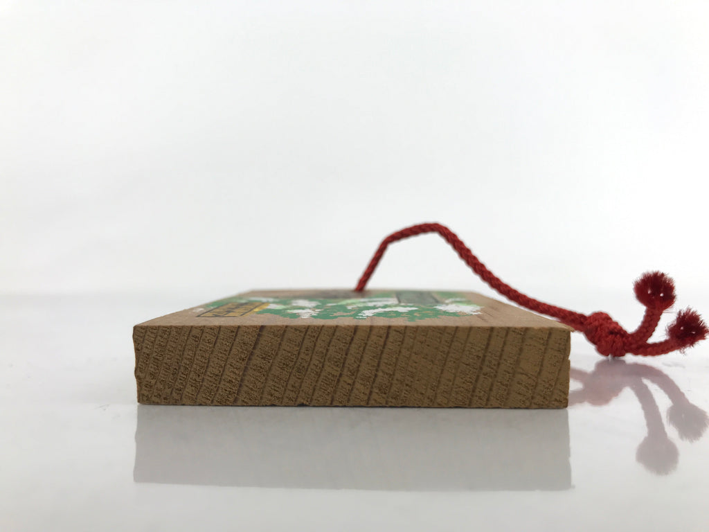Japanese Wooden Charm Plaque Ema Vtg Tokoji Temple Buddhist Zen Souvenir EM88