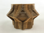 Japanese Wooden Craft Vase Kabin Holder Vtg Ikebana Flower Arrangement FK56