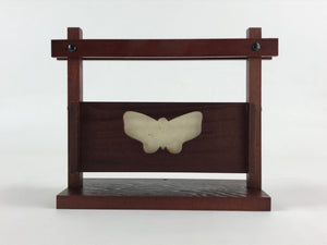 Japanese Wooden Display Box Wall Table Mount Butterfly Brown Brush Lacquer LWB55