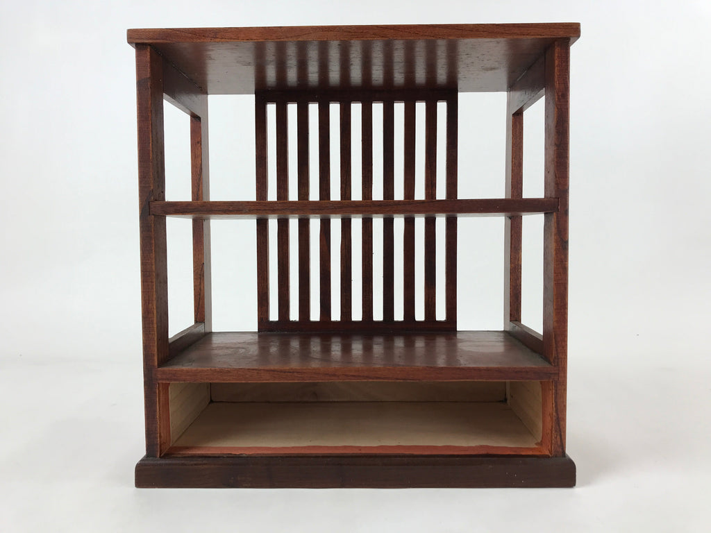Japanese Wooden Display Shelf Vtg Shoji Style Tansu Chest Brown 1 Drawer T356