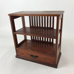 Japanese Wooden Display Shelf Vtg Shoji Style Tansu Chest Brown 1 Drawer T356