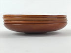 Japanese Wooden Drink Saucer 4pc Set Vtg Chataku Coaster Round Brown UR921