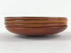 Japanese Wooden Drink Saucer 4pc Set Vtg Chataku Coaster Round Brown UR921