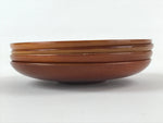 Japanese Wooden Drink Saucer 4pc Set Vtg Chataku Coaster Round Brown UR921