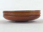 Japanese Wooden Drink Saucer 4pc Set Vtg Chataku Coaster Round Brown UR921