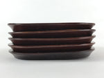 Japanese Wooden Drink Saucer 5pc Set Plate Chataku Coaster Flower Brown UR920