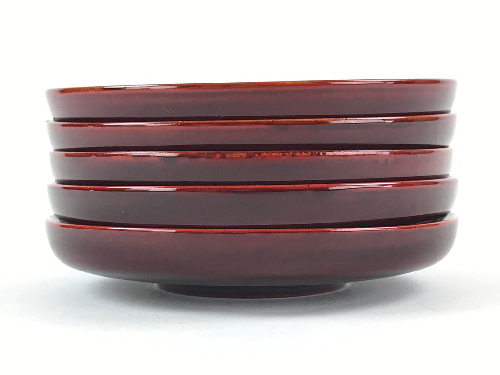Japanese Wooden Drink Saucer 5pc Set Shunkei-Nuri Chataku Coaster Round UR945