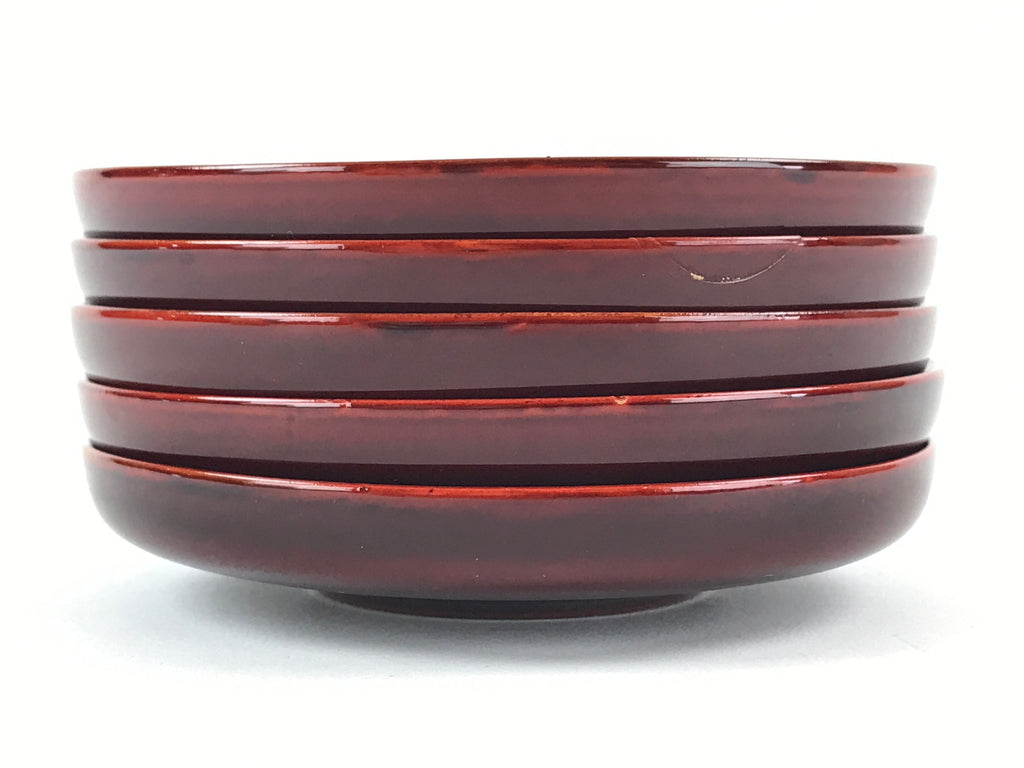 Japanese Wooden Drink Saucer 5pc Set Shunkei-Nuri Chataku Coaster Round UR945