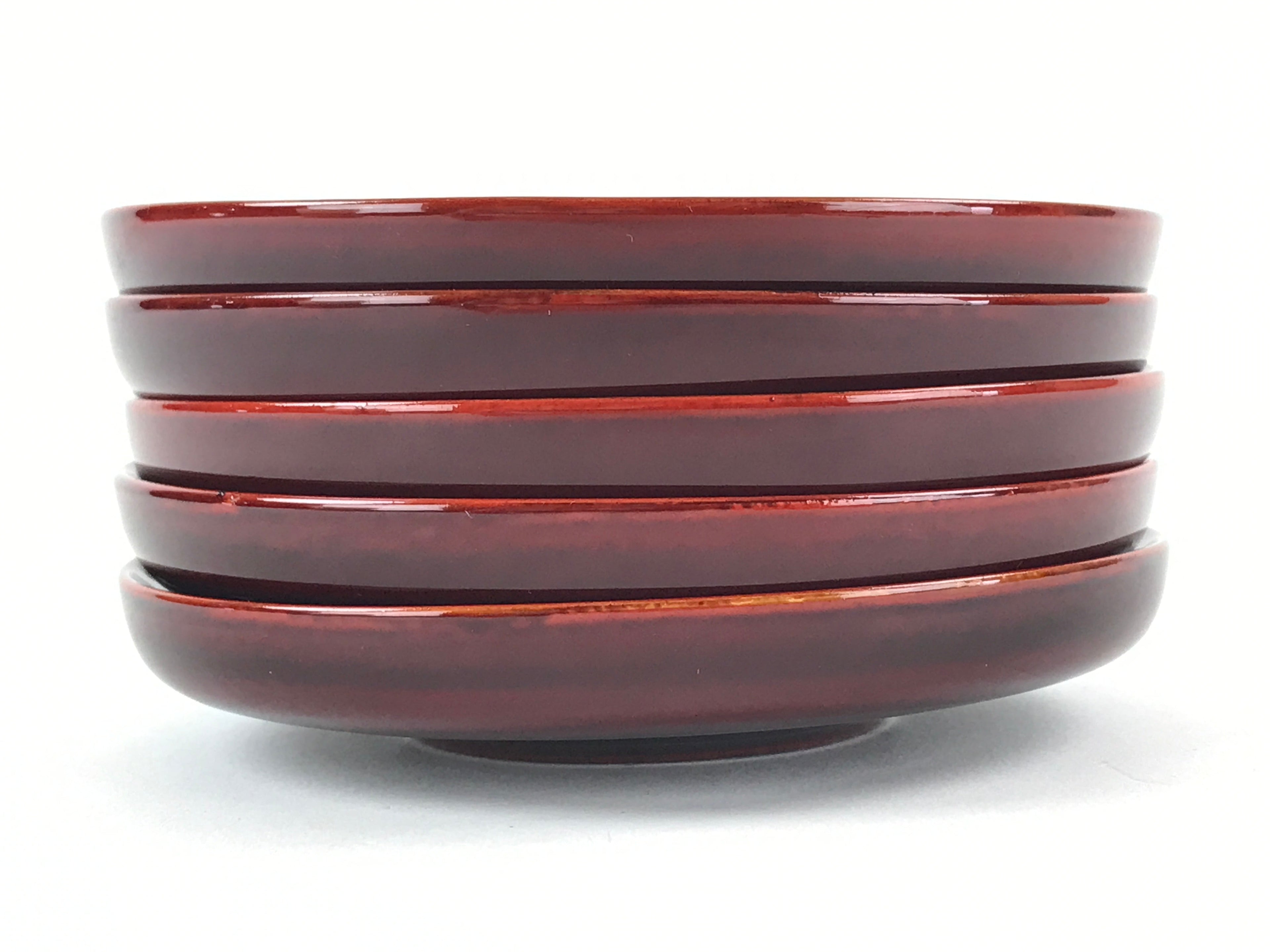 Japanese Wooden Drink Saucer 5pc Set Shunkei-Nuri Chataku Coaster Round UR945