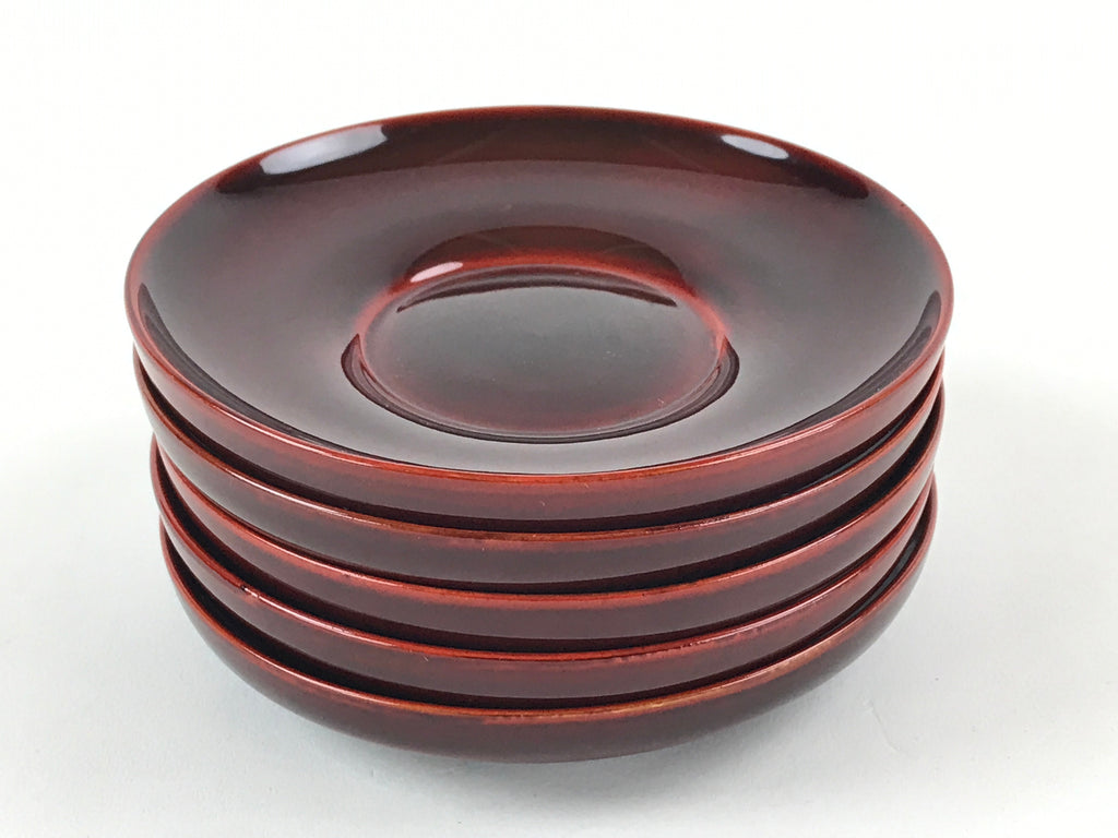 Japanese Wooden Drink Saucer 5pc Set Shunkei-Nuri Chataku Coaster Round UR945