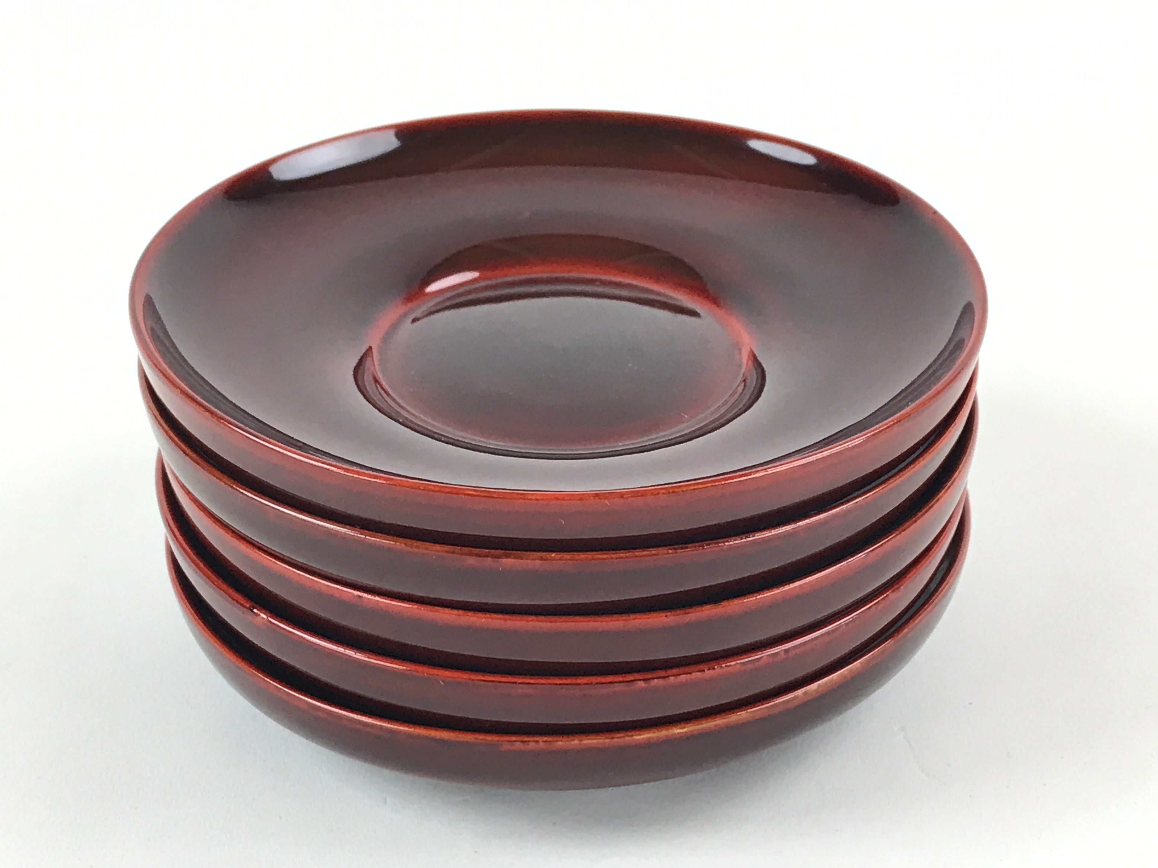 Japanese Wooden Drink Saucer 5pc Set Shunkei-Nuri Chataku Coaster Round UR945