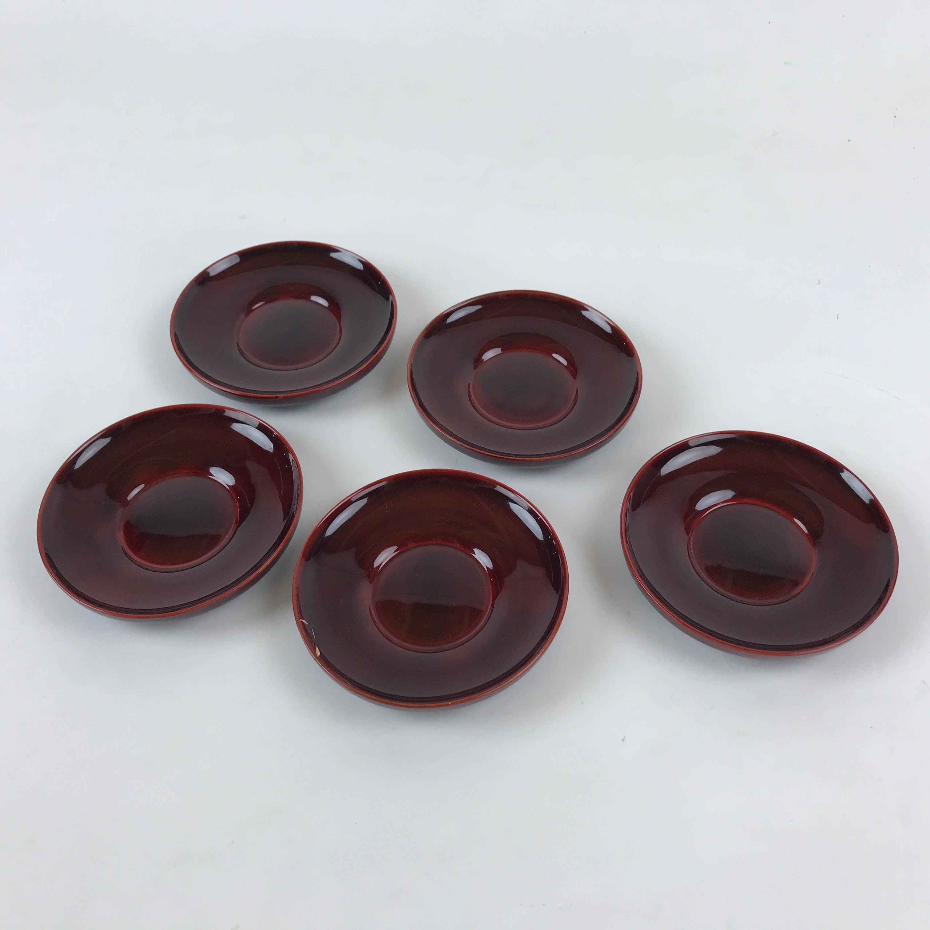 Japanese Wooden Drink Saucer 5pc Set Shunkei-Nuri Chataku Coaster Round UR945