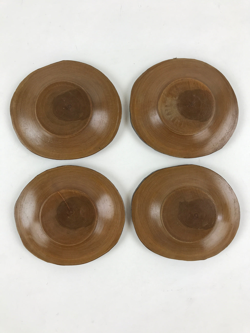 Japanese Wooden Drink Saucer 5pc Set Vtg Chataku Coaster Round Hansobo UR926