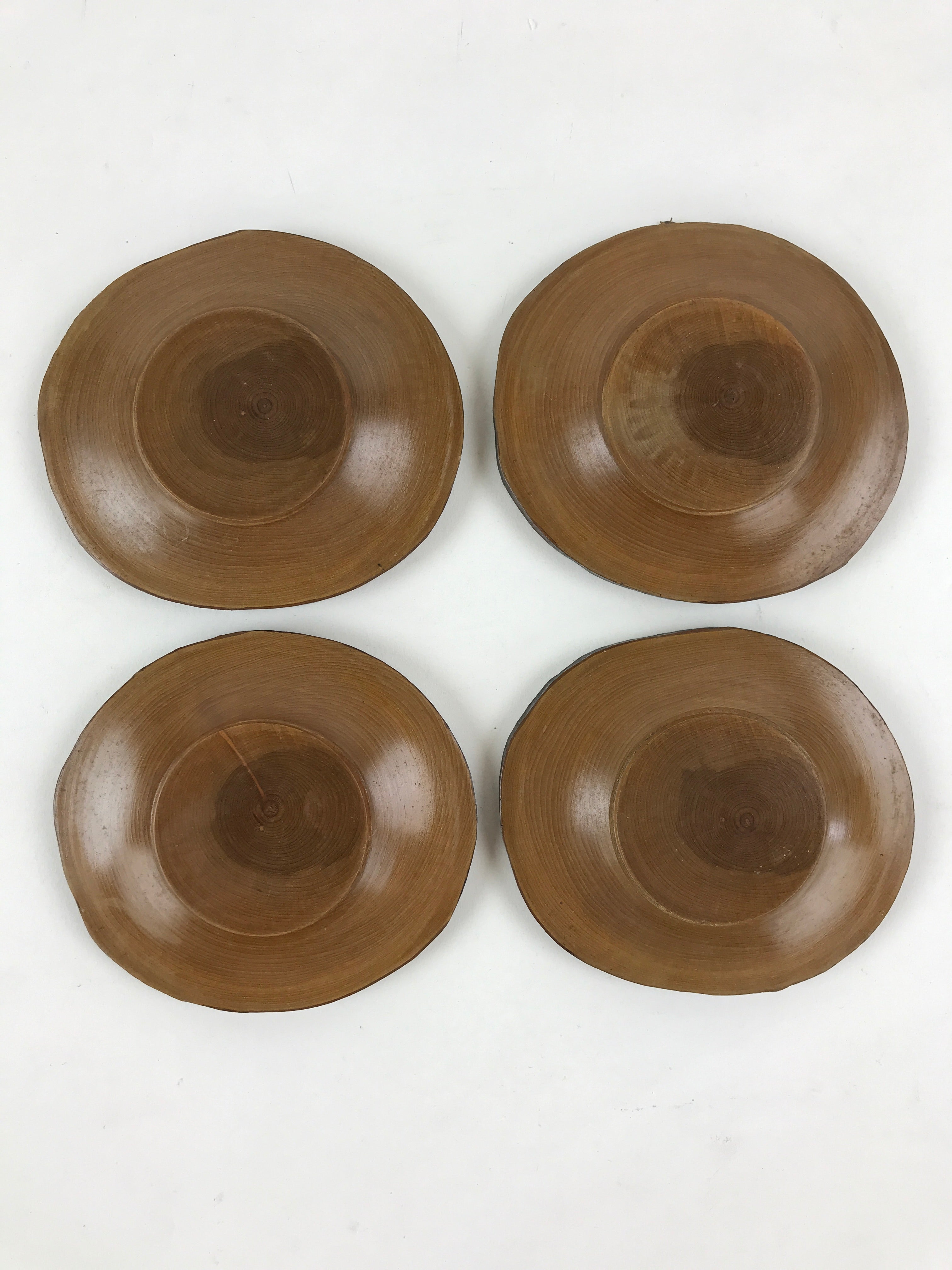 Japanese Wooden Drink Saucer 5pc Set Vtg Chataku Coaster Round Hansobo UR926