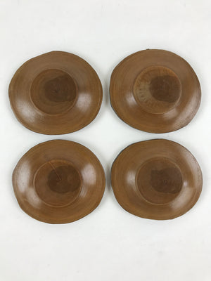 Japanese Wooden Drink Saucer 5pc Set Vtg Chataku Coaster Round Hansobo UR926