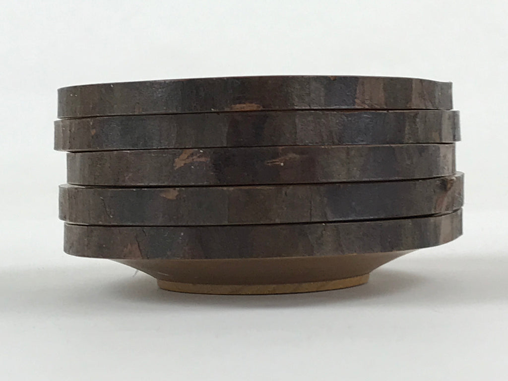 Japanese Wooden Drink Saucer 5pc Set Vtg Chataku Coaster Round Hansobo UR926