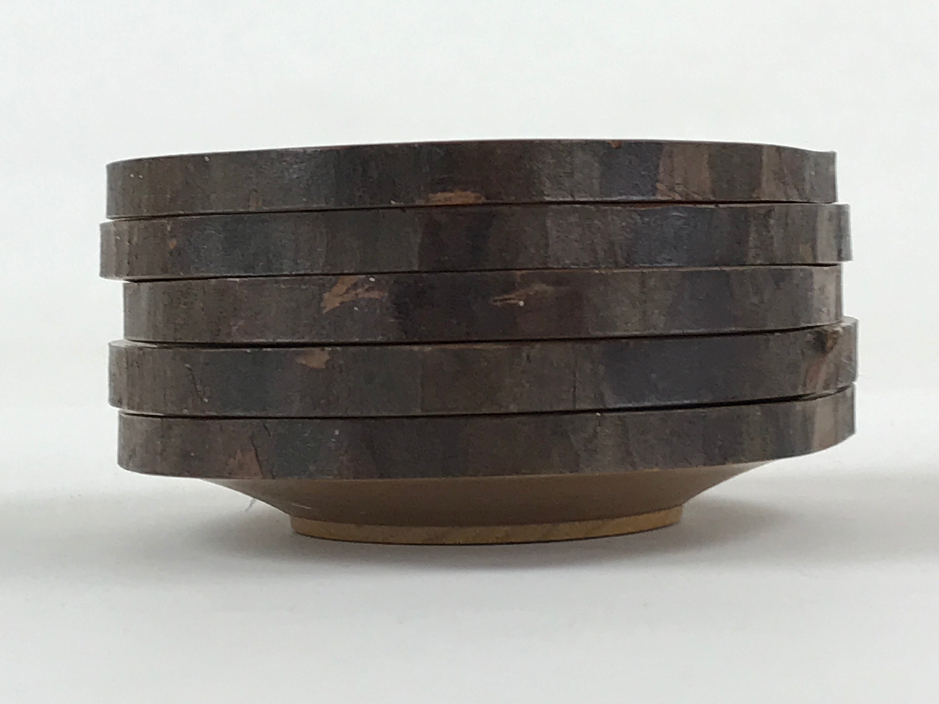 Japanese Wooden Drink Saucer 5pc Set Vtg Chataku Coaster Round Hansobo UR926