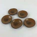 Japanese Wooden Drink Saucer 5pc Set Vtg Chataku Coaster Round Hansobo UR926