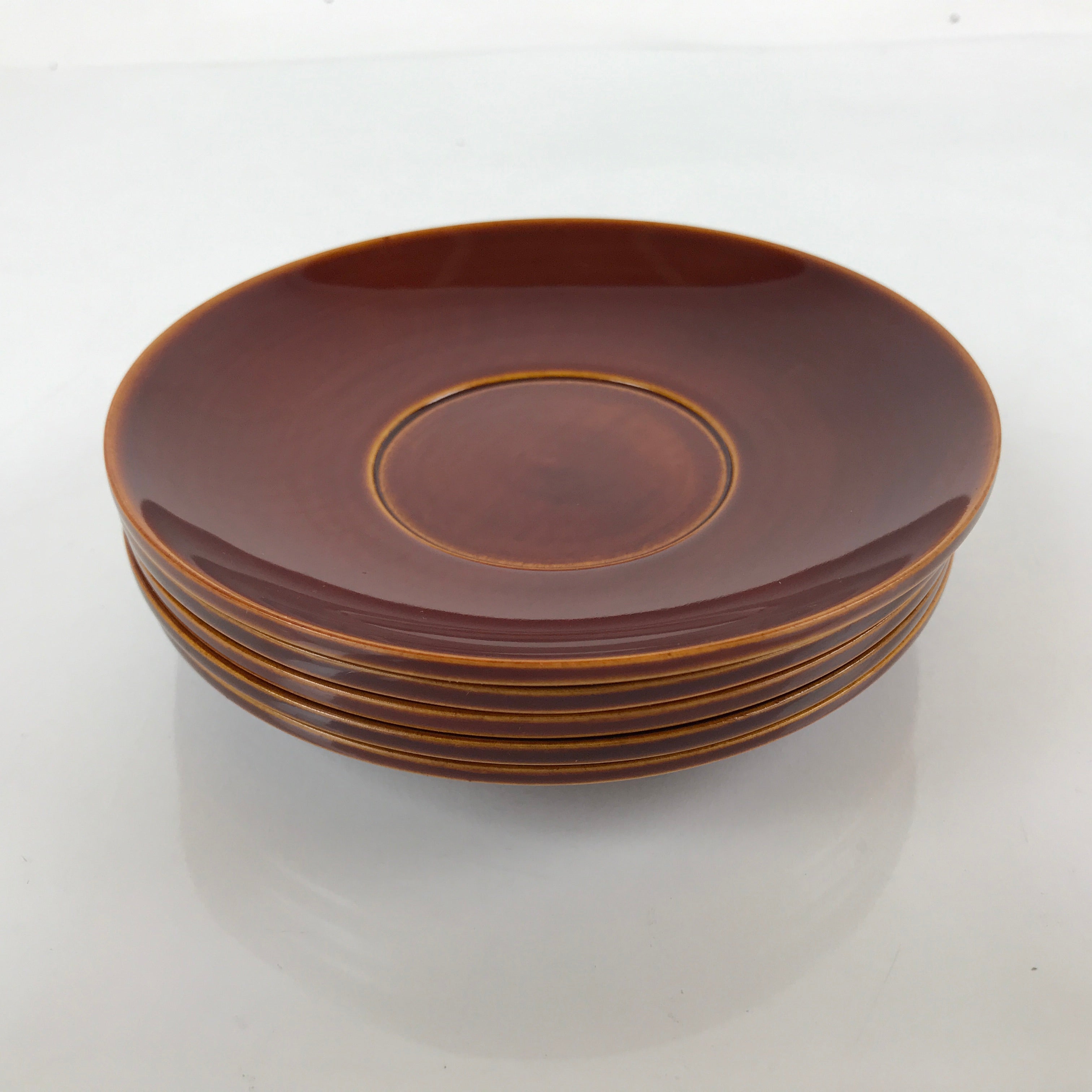 Japanese Wooden Drink Saucer Vtg 5pc Chataku Set Hida Shunkei Coaster Brown L235
