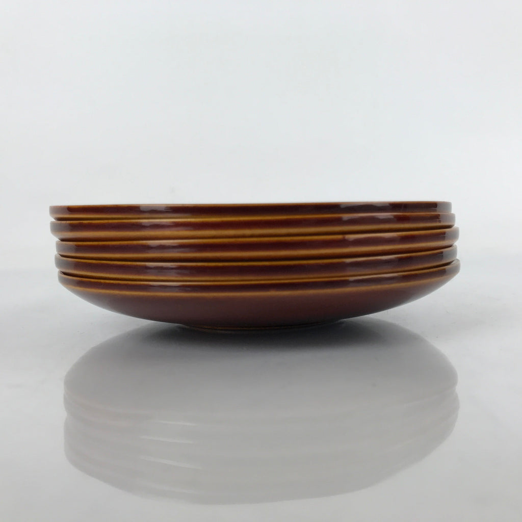 Japanese Wooden Drink Saucer Vtg 5pc Chataku Set Hida Shunkei Coaster Brown L235