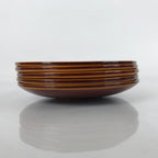 Japanese Wooden Drink Saucer Vtg 5pc Chataku Set Hida Shunkei Coaster Brown L235