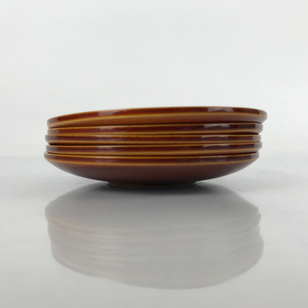 Japanese Wooden Drink Saucer Vtg 5pc Chataku Set Hida Shunkei Coaster Brown L235