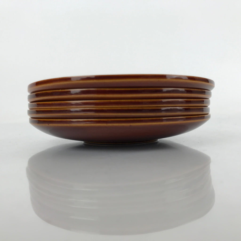 Japanese Wooden Drink Saucer Vtg 5pc Chataku Set Hida Shunkei Coaster Brown L235