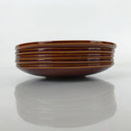 Japanese Wooden Drink Saucer Vtg 5pc Chataku Set Hida Shunkei Coaster Brown L235
