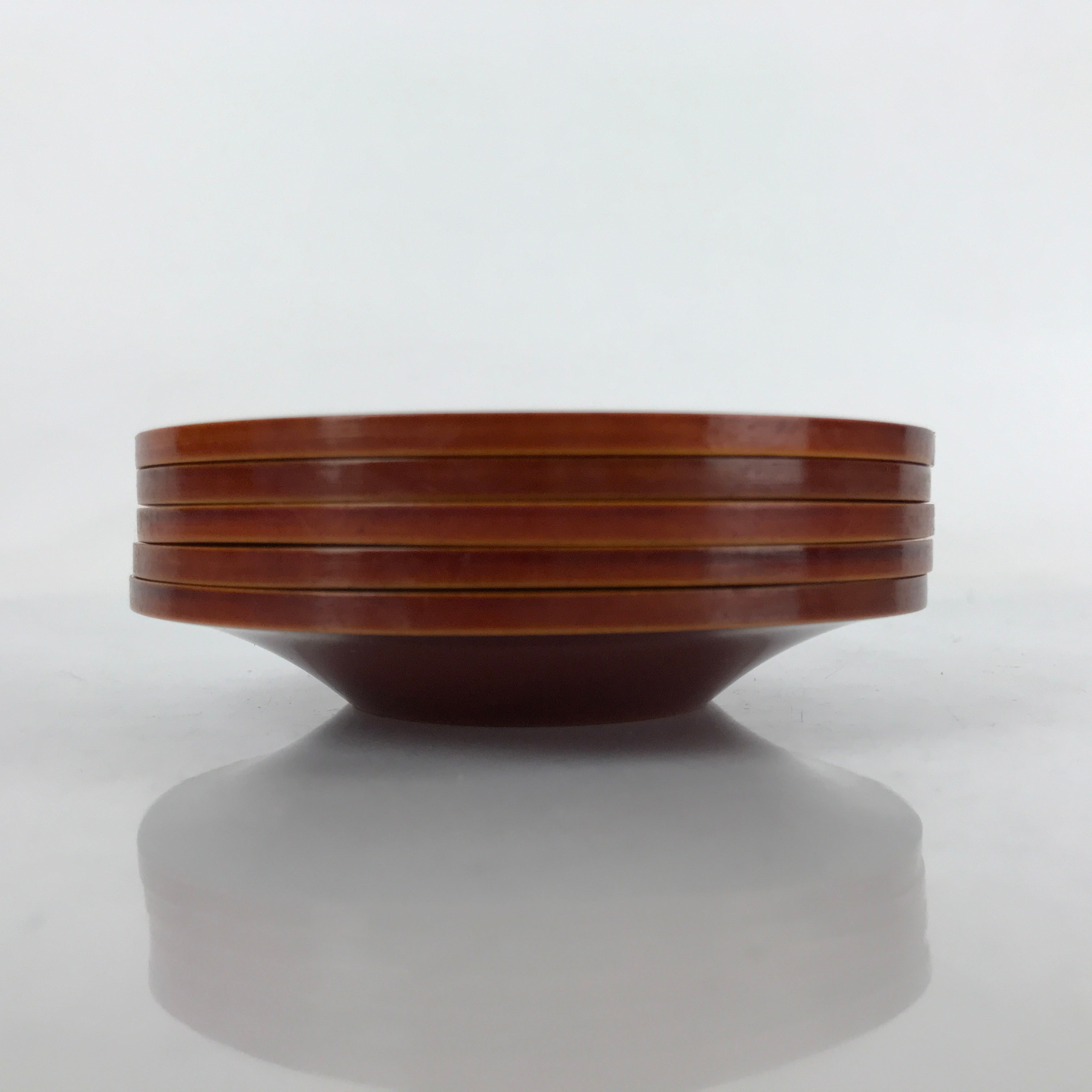 Japanese Wooden Drink Saucer Vtg 5pc Chataku Set Hida Shunkei Coaster Brown L236