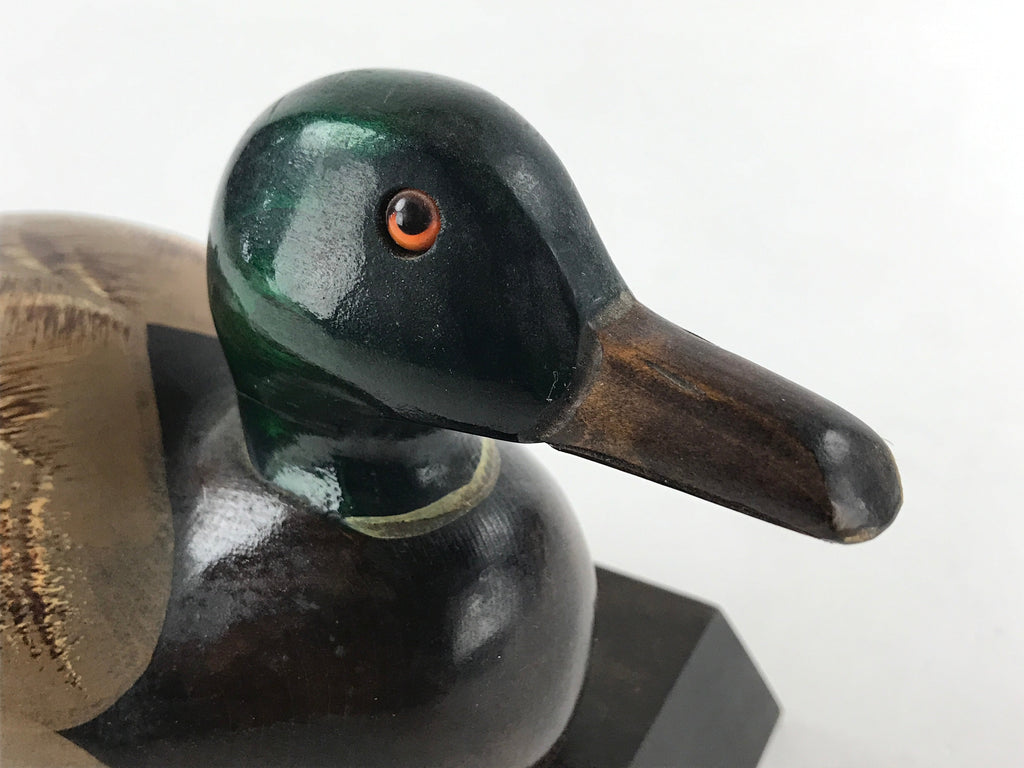 Japanese Wooden Duck Figurine Vtg Seal Case Display Ornament Okimono Decoy BD905