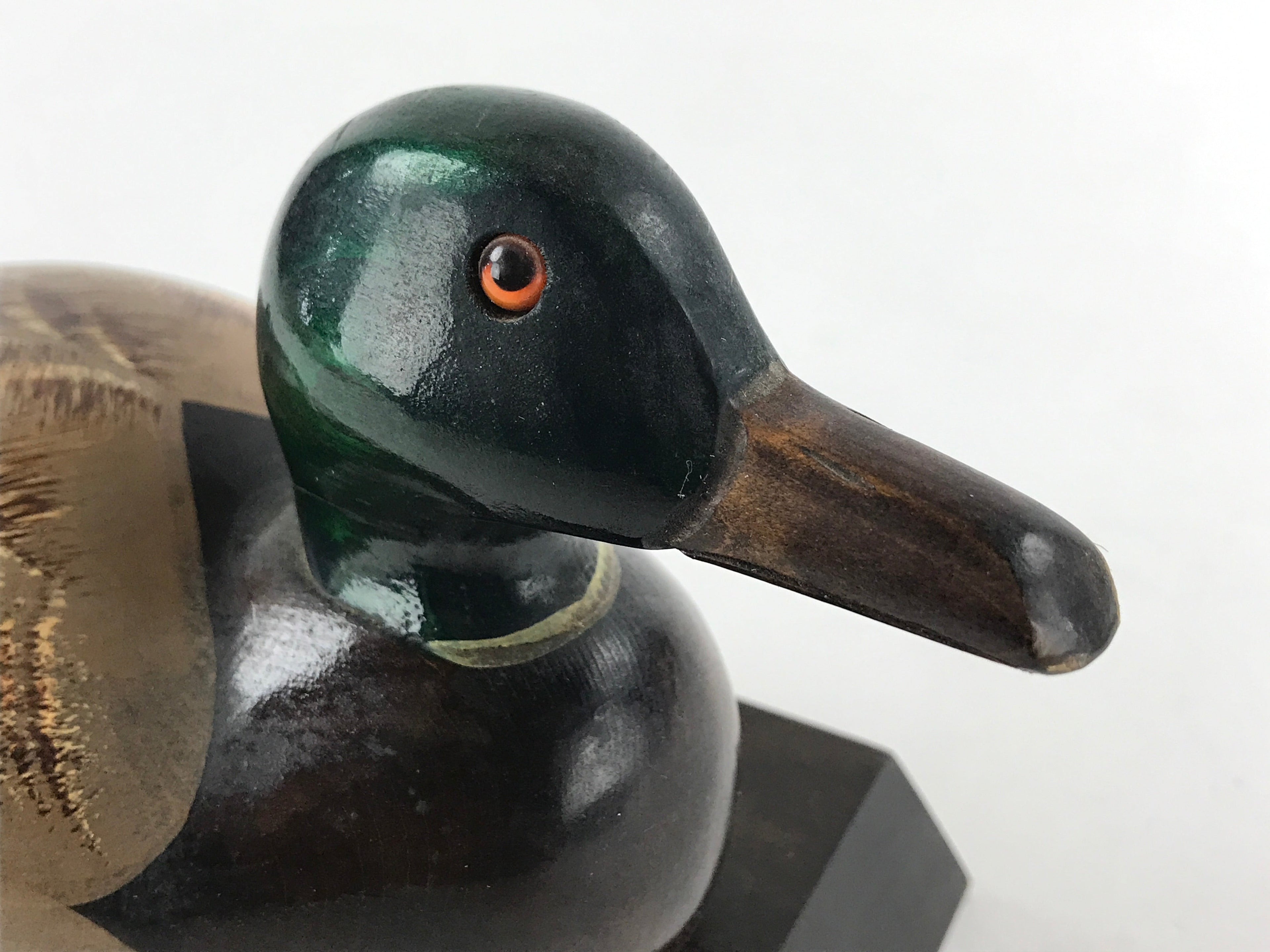 Japanese Wooden Duck Figurine Vtg Seal Case Display Ornament Okimono Decoy BD905