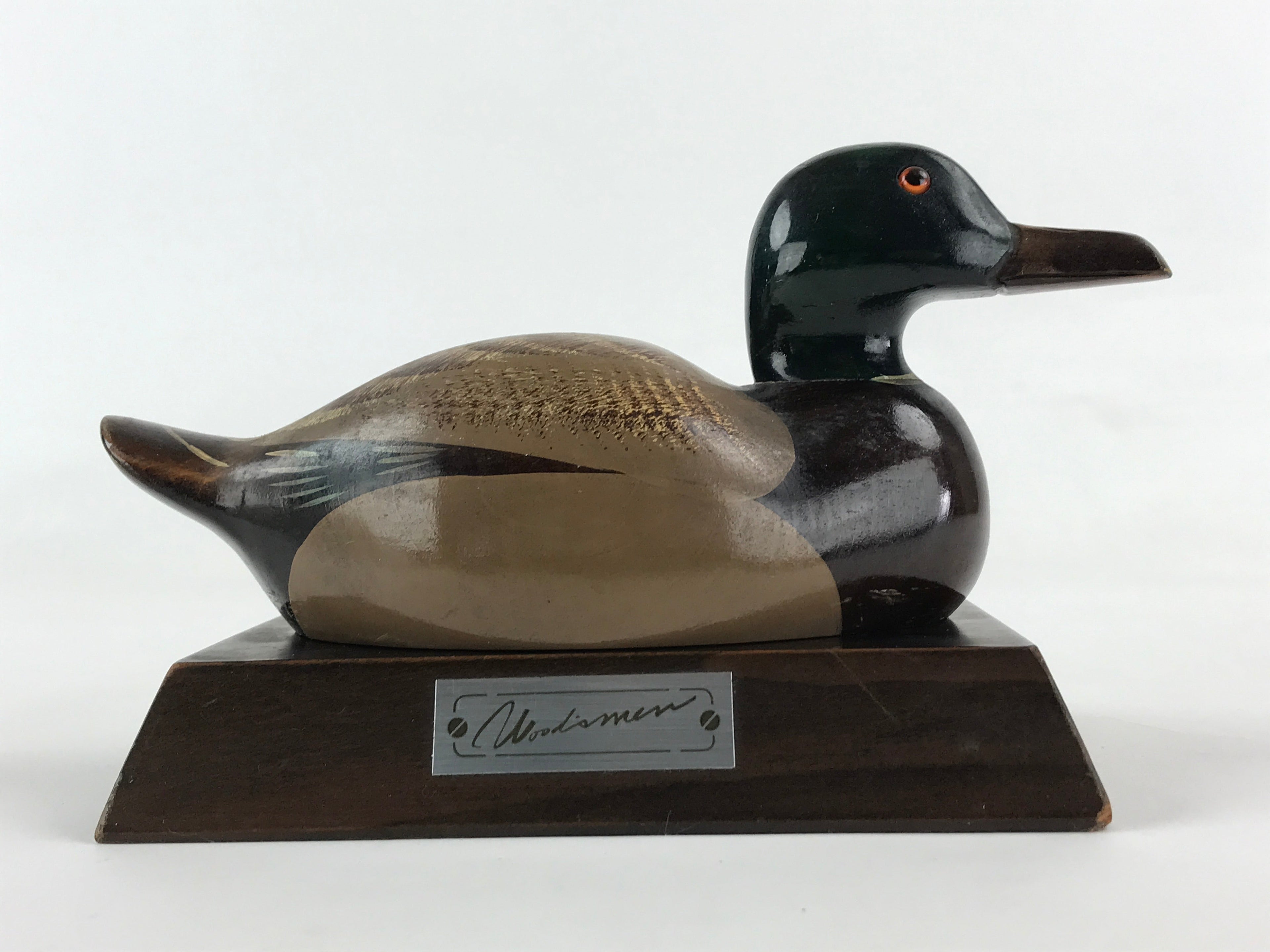 Japanese Wooden Duck Figurine Vtg Seal Case Display Ornament Okimono Decoy BD905