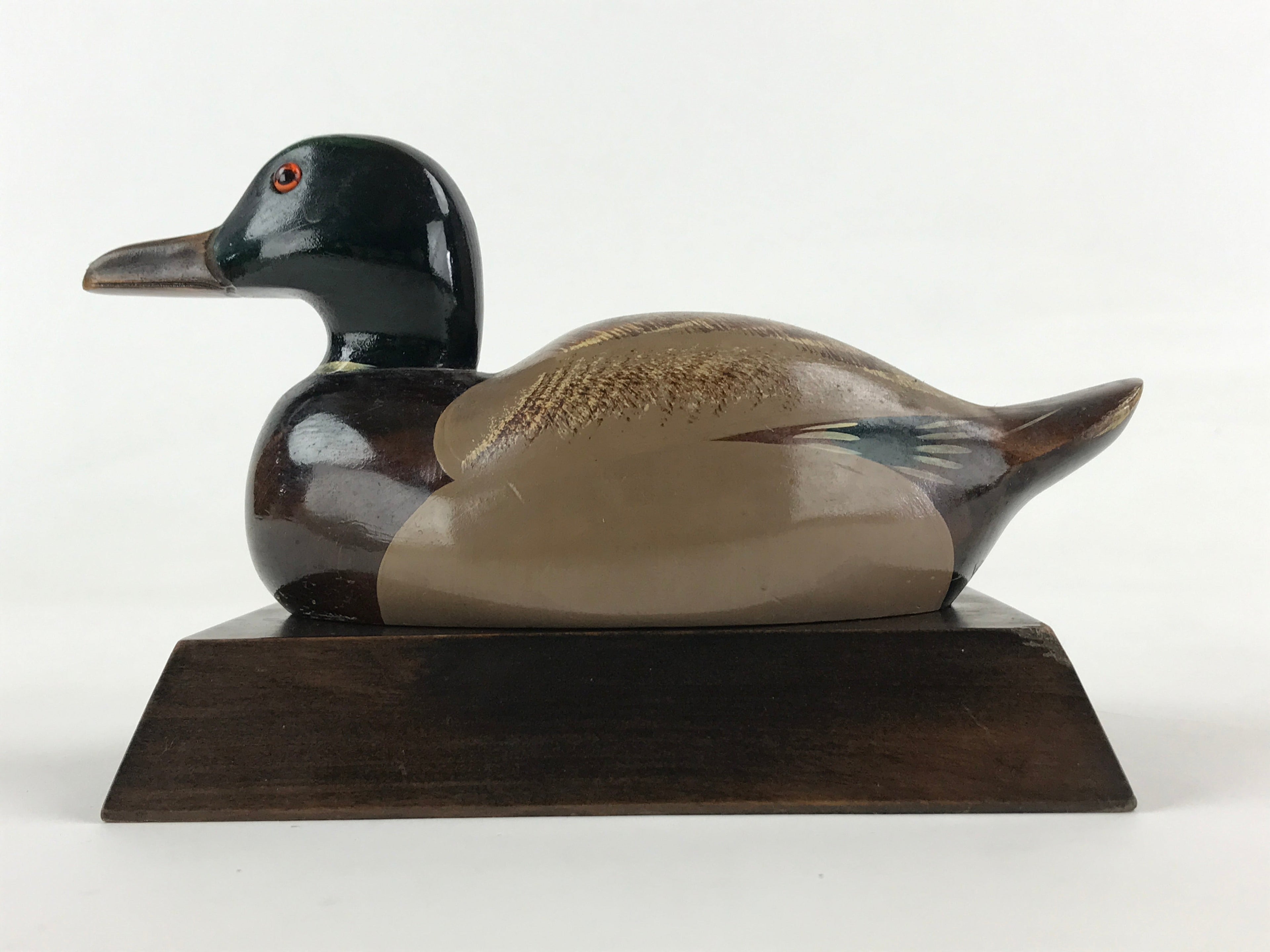 Japanese Wooden Duck Figurine Vtg Seal Case Display Ornament Okimono Decoy BD905