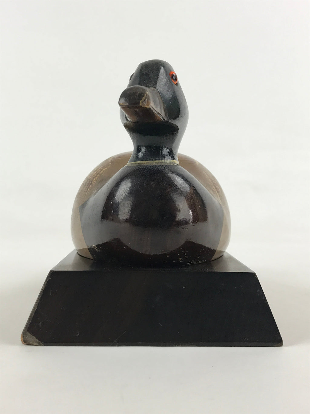 Japanese Wooden Duck Figurine Vtg Seal Case Display Ornament Okimono Decoy BD905